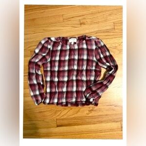 Cloth & Stone Anthropologie Plaid Button Up Top M Boho Flowy